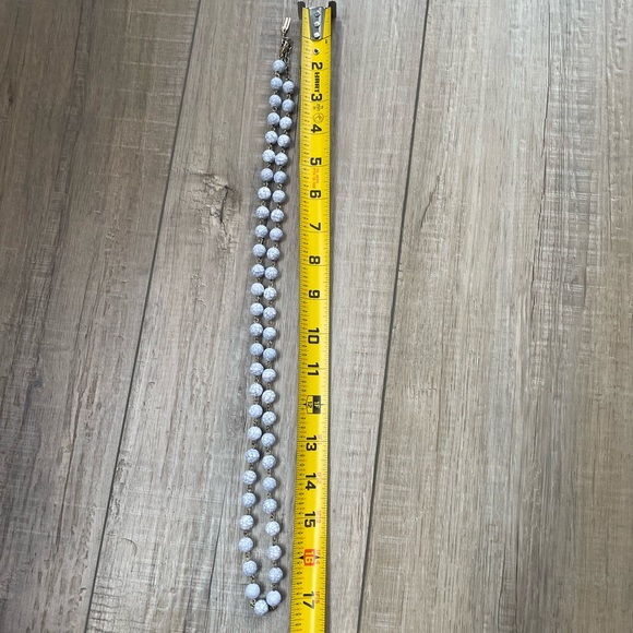 BAUBLEBAR White Marble Beaded Long Necklace | Single Strand Gold 17" - Picture 5 of 5